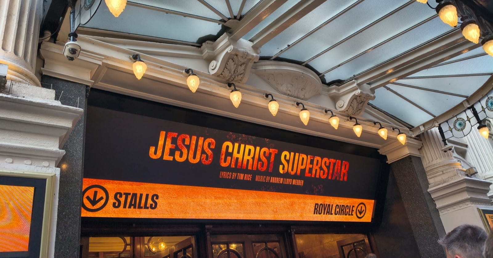 Jesus Christ Superstar signage inside the London Palladium