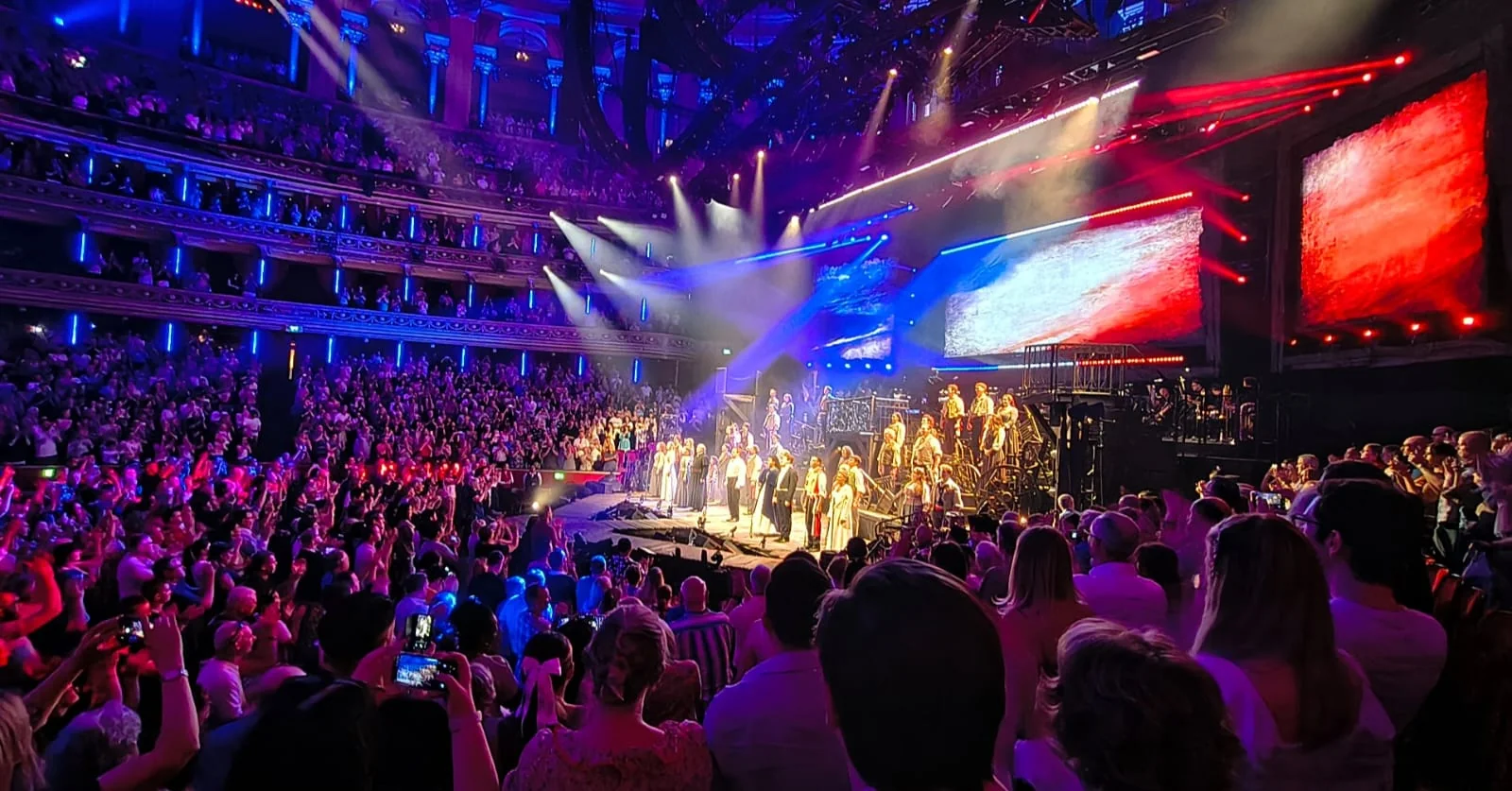 Audience applauding the cast of Les Misérables at the Royal Albert Hall.