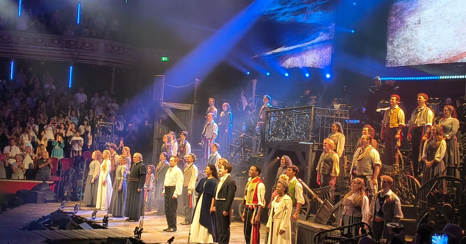Cast of Les Misérables: The Arena Spectacular during the curtain call.