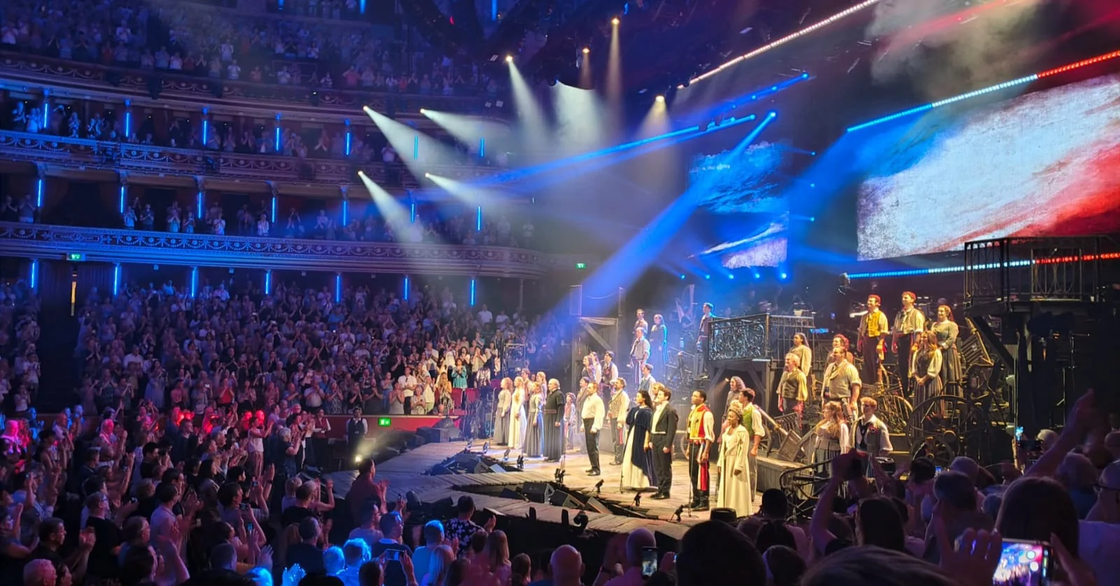 Cast of Les Misérables: The Arena Spectacular taking a curtain call at the Royal Albert Hall.